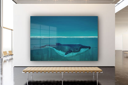 Whale Underwater View Print Tempered Glass Wall Art 100% Made in Australia Ready to Hang