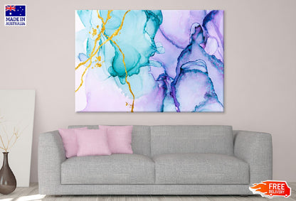 Pink Blue & Gold Lines Abstract Design Print 100% Australian Made