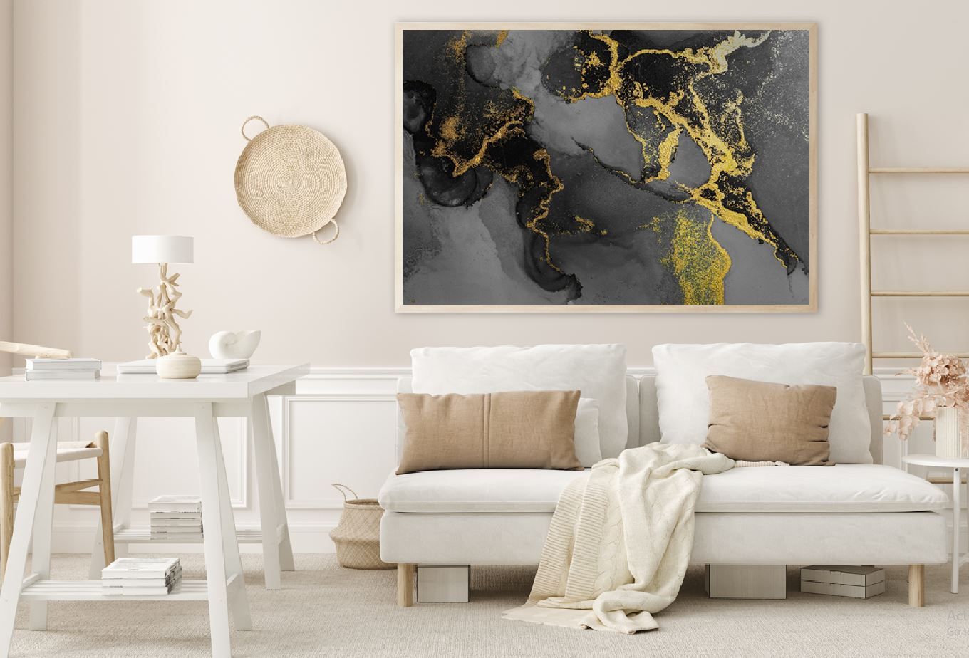 Black with Gold Splash Abstract Design Home Decor Premium Quality Poster Print Choose Your Sizes