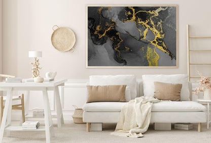 Black with Gold Splash Abstract Design Home Decor Premium Quality Poster Print Choose Your Sizes