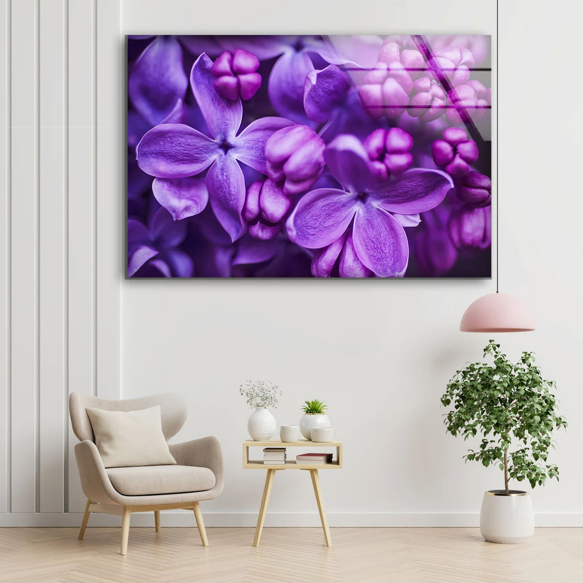 Purple Flowers Closeup Photograph Acrylic Glass Print Tempered Glass Wall Art 100% Made in Australia Ready to Hang