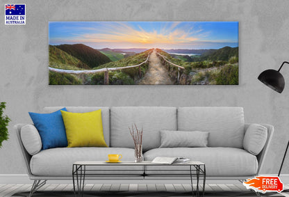 Panoramic Canvas Pathway on Mountain View High Quality 100% Australian Made Wall Canvas Print Ready to Hang