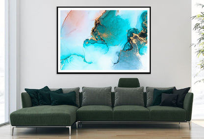 Blue Red & Gold Splash Abstract Design Home Decor Premium Quality Poster Print Choose Your Sizes