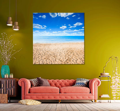 Square Canvas Summer Sandy Beach Scenery View Photograph High Quality Print 100% Australian Made