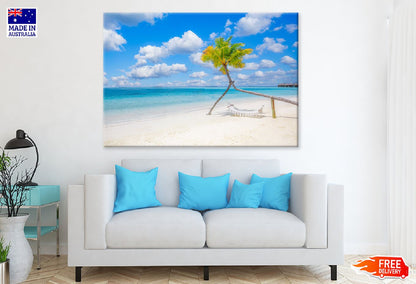 Hammock on Palm Tree & Sandy Sea Photograph Print 100% Australian Made