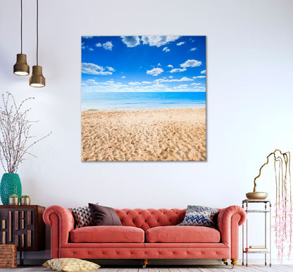 Square Canvas Summer Sandy Beach Scenery View Photograph High Quality Print 100% Australian Made