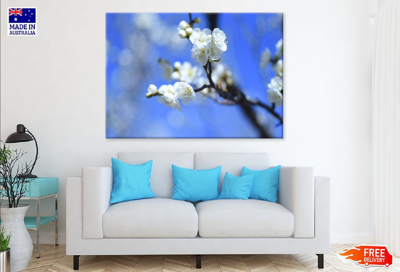 White Blossom Flowers Branch View Photograph Print 100% Australian Made