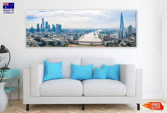 Panoramic Canvas London City Sky View Photograph High Quality 100% Australian Made Wall Canvas Print Ready to Hang