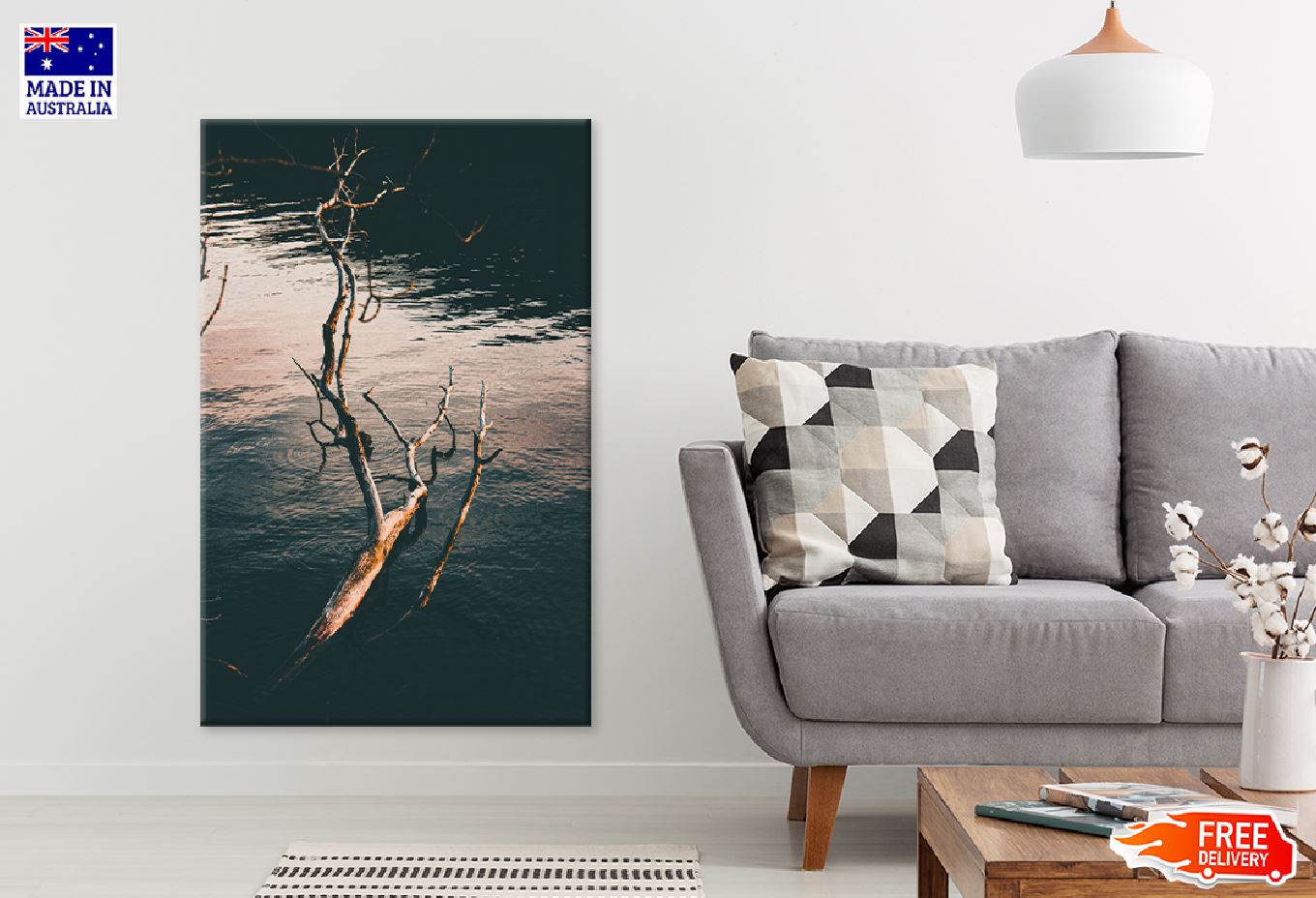 Broken Tree Trunk on Lake View Photograph Print 100% Australian Made