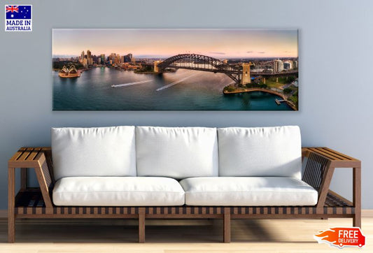 Panoramic Canvas City Sky View at Sunset High Quality 100% Australian Made Wall Canvas Print Ready to Hang