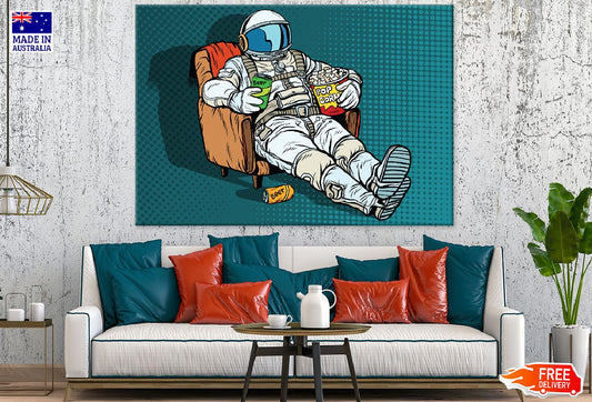 Astronaut with Beer & Pop Corn Print 100% Australian Made