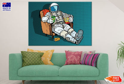 Astronaut with Beer & Pop Corn Print 100% Australian Made