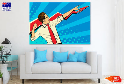 Businessman Showing The Top of The Chart Print 100% Australian Made