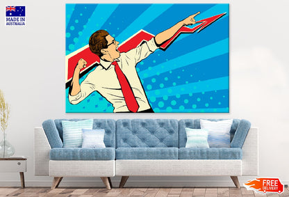 Businessman Showing The Top of The Chart Print 100% Australian Made