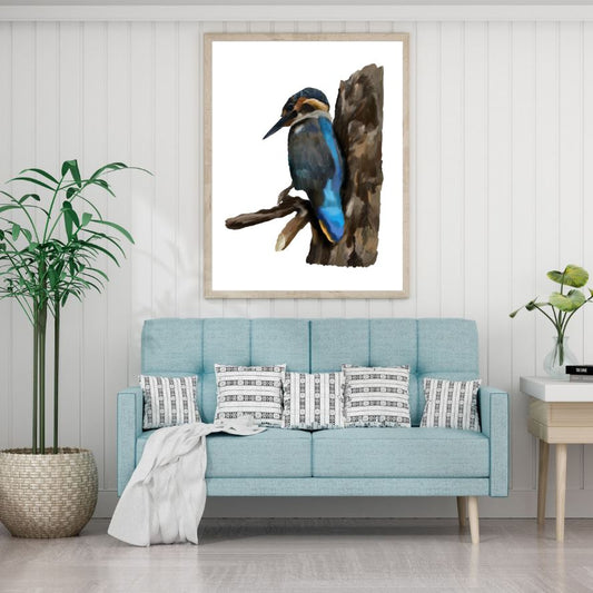 Kingfisher Bird Watercolor Painting Home Decor Premium Quality Poster Print Choose Your Sizes