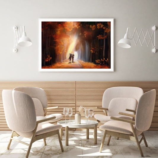 Girl & Horse Walking Oil Painting Home Decor Premium Quality Poster Print Choose Your Sizes