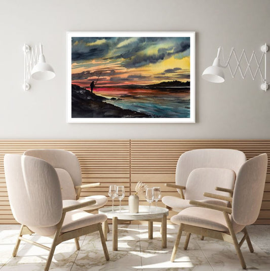 Fisherman & Sea Watercolor Painting Home Decor Premium Quality Poster Print Choose Your Sizes