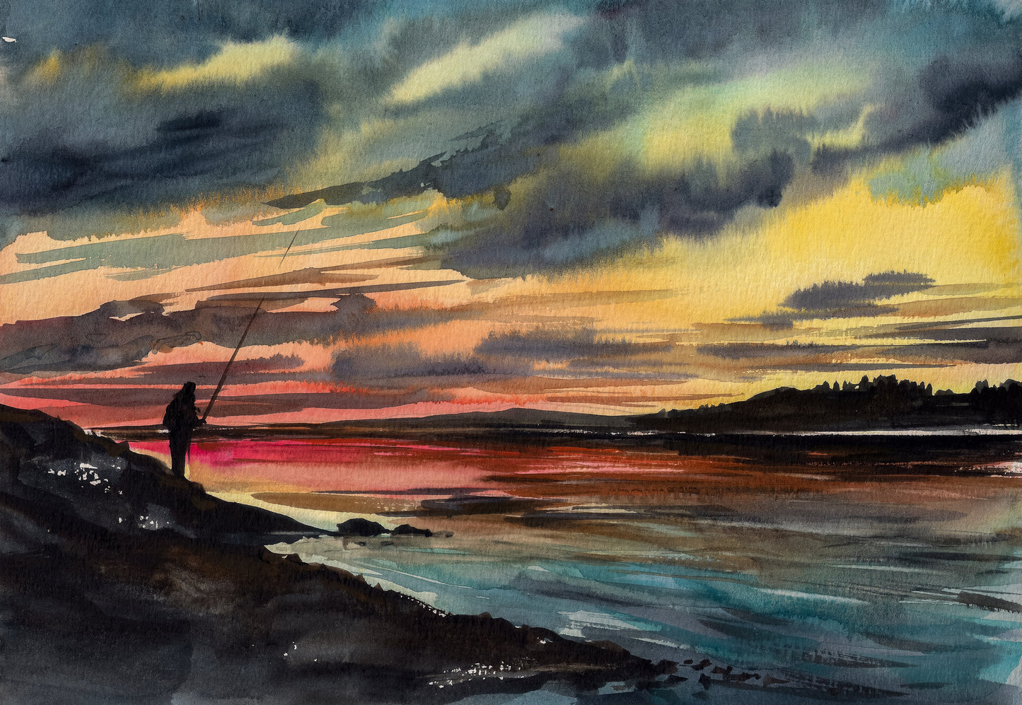 Fisherman Near Sea Oil Painting Home Decor Premium Quality Poster Print Choose Your Sizes