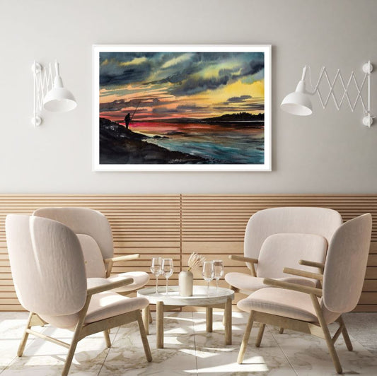 Fisherman Near Sea Oil Painting Home Decor Premium Quality Poster Print Choose Your Sizes