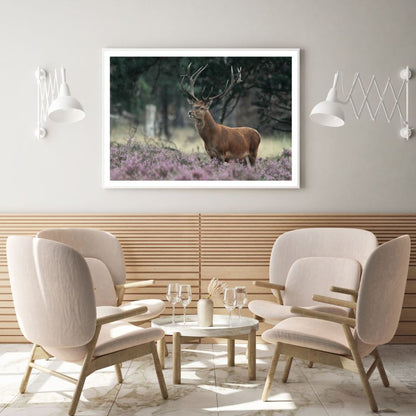 Deer in Flower Field Photograph Home Decor Premium Quality Poster Print Choose Your Sizes