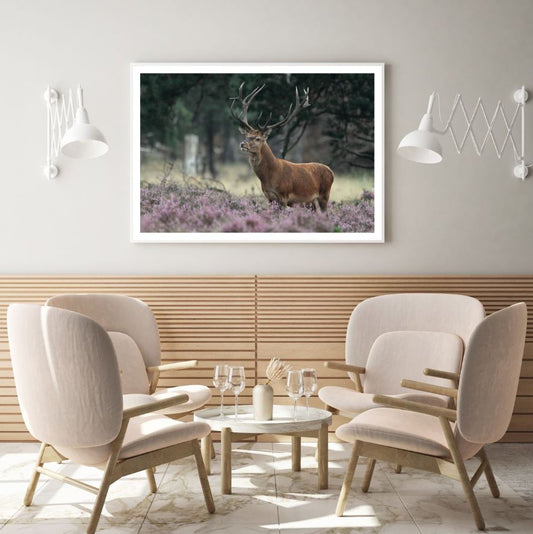Deer on Flower Field Photograph Home Decor Premium Quality Poster Print Choose Your Sizes