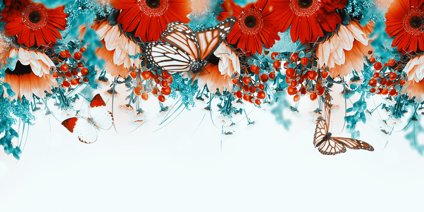 Colorful Floral & Butterflies Photograph Print 100% Australian Made