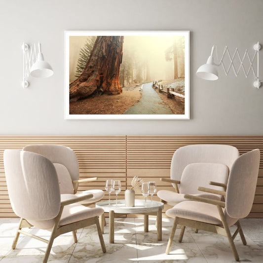 Tree near Road Misty Photograph Home Decor Premium Quality Poster Print Choose Your Sizes