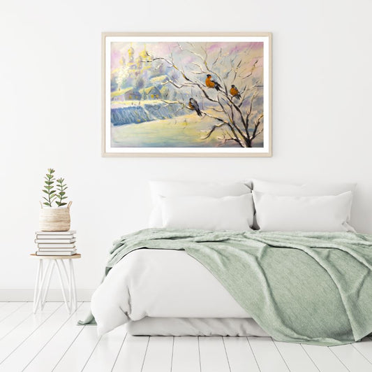 Birds on a Tree Colorful Watercolor Painting Home Decor Premium Quality Poster Print Choose Your Sizes