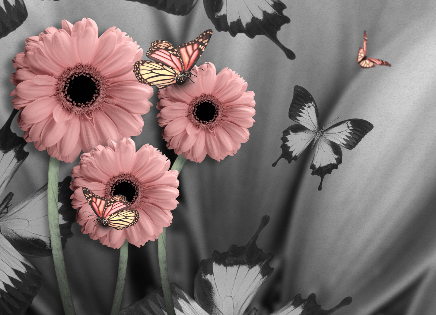 Flowers & Butterflies Digital Art Design Home Decor Premium Quality Poster Print Choose Your Sizes