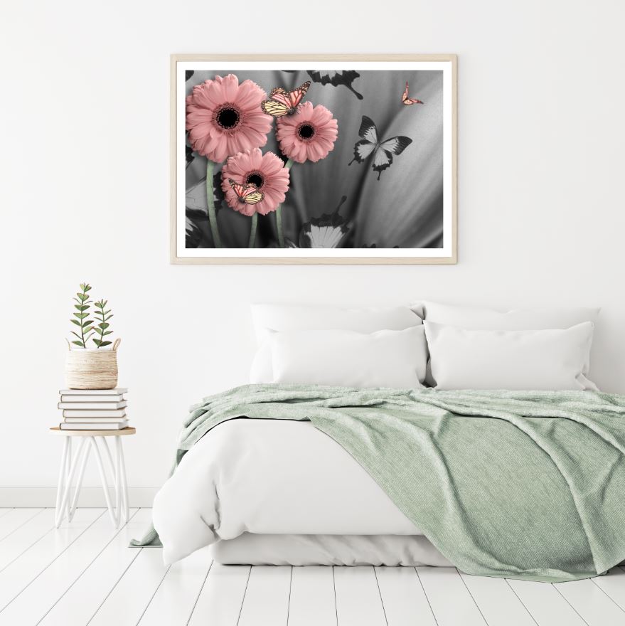 Flowers & Butterflies Digital Art Design Home Decor Premium Quality Poster Print Choose Your Sizes