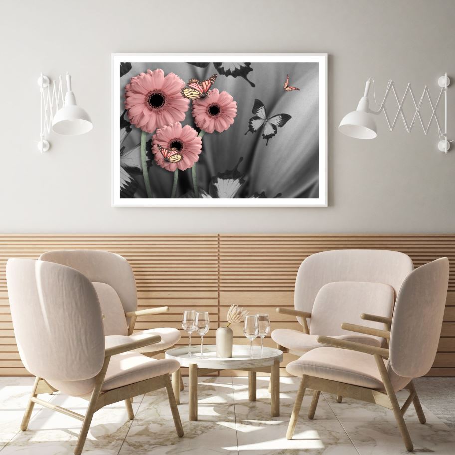 Flowers & Butterflies Digital Art Home Decor Premium Quality Poster Print Choose Your Sizes