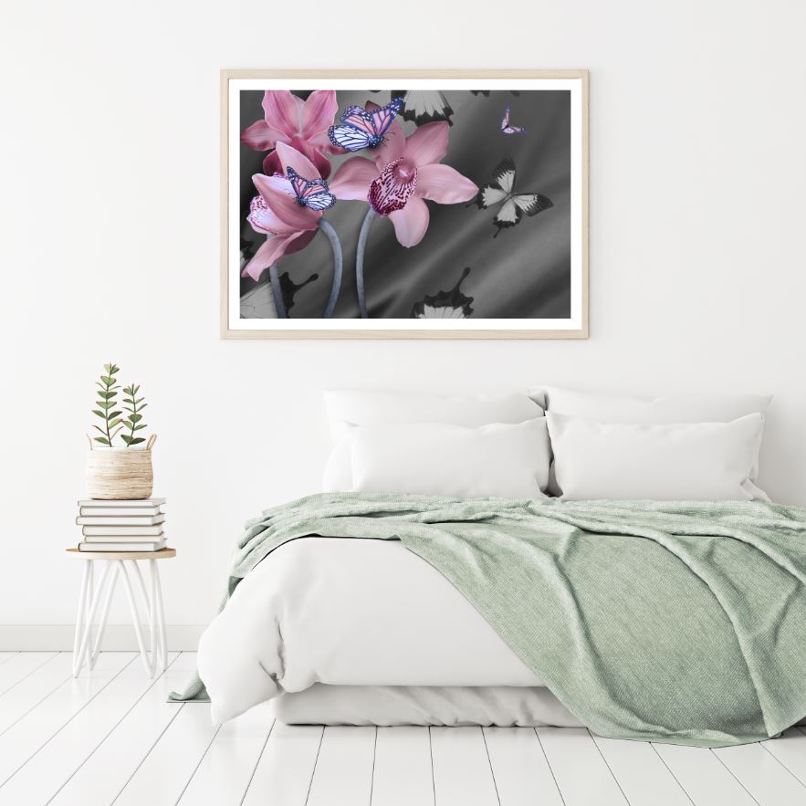 Flowers & Butterflies Digital Art Design Home Decor Premium Quality Poster Print Choose Your Sizes