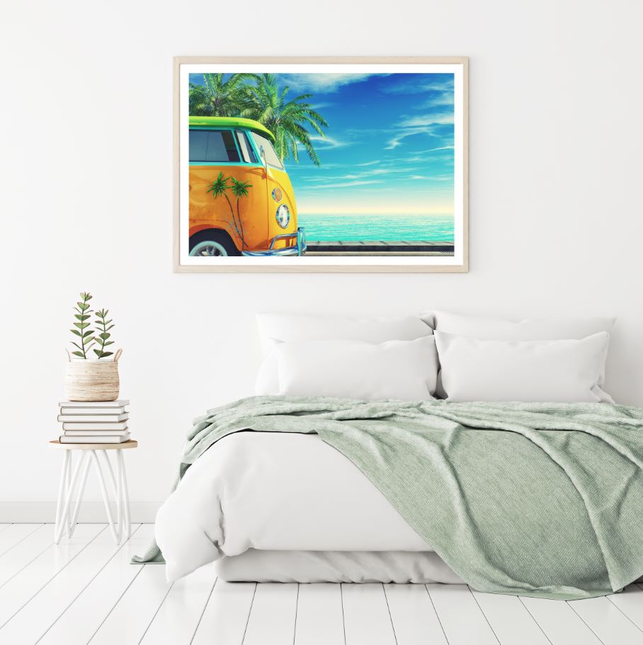 Mini Van Near Sea Photograph Home Decor Premium Quality Poster Print Choose Your Sizes