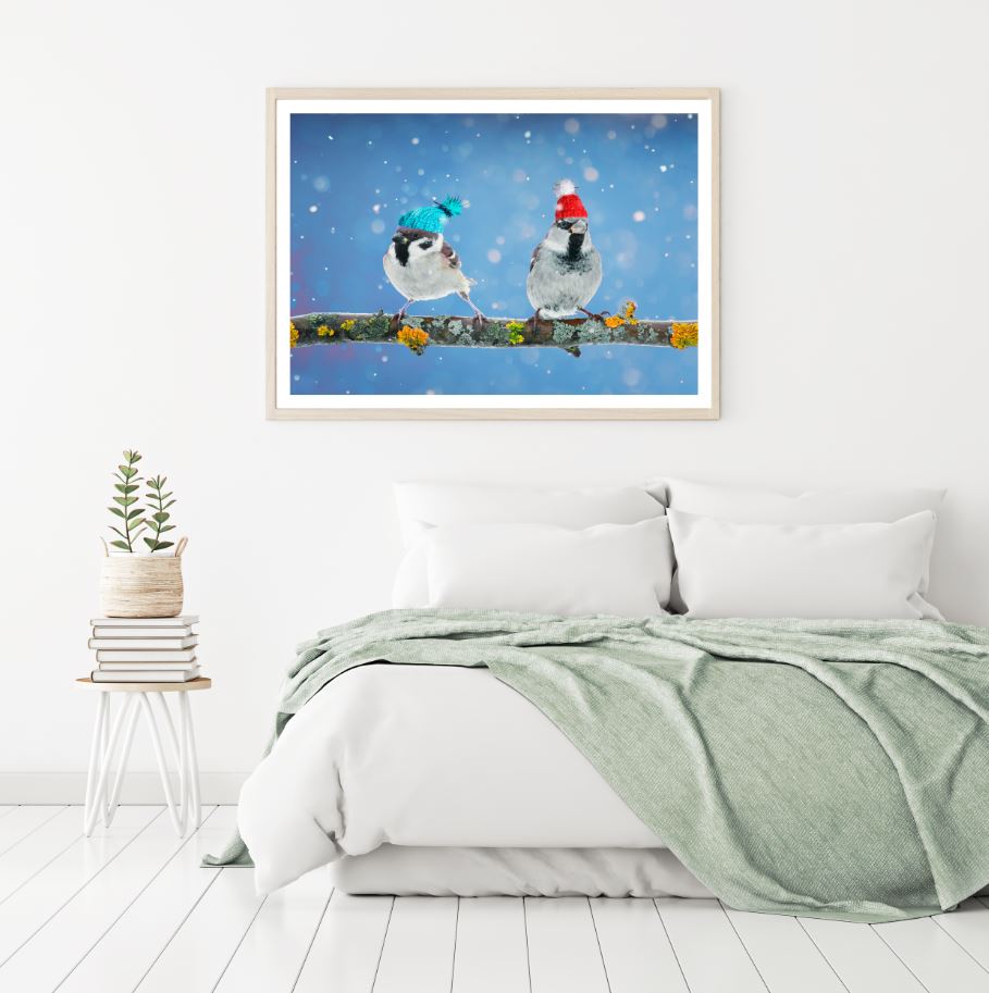Birds with Caps Photograph Home Decor Premium Quality Poster Print Choose Your Sizes