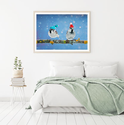 Birds with Caps Photograph Home Decor Premium Quality Poster Print Choose Your Sizes