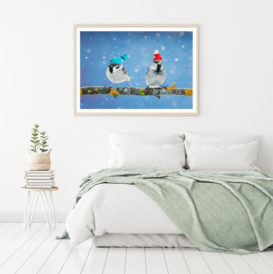 Birds with Caps Photograph Home Decor Premium Quality Poster Print Choose Your Sizes
