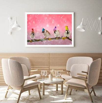 Birds with Caps Photograph Home Decor Premium Quality Poster Print Choose Your Sizes