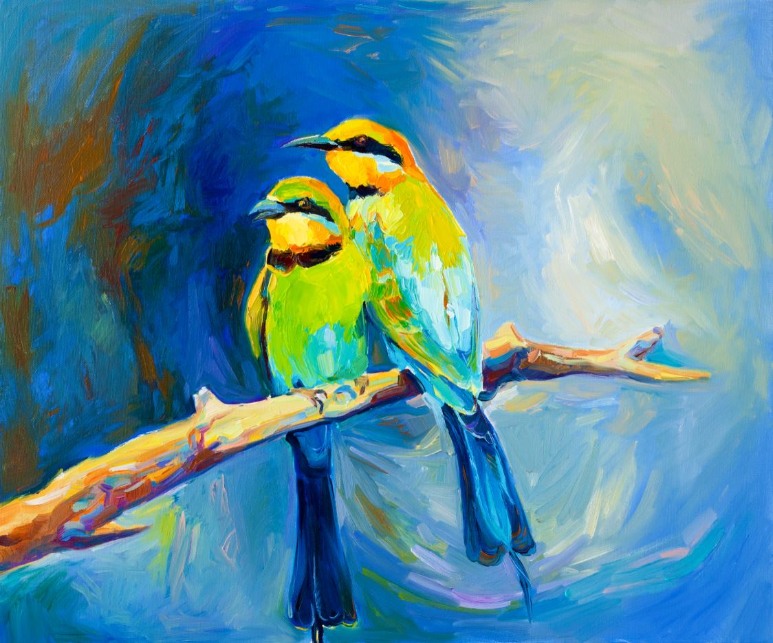 Colorful Birds Watercolor Painting Print 100% Australian Made