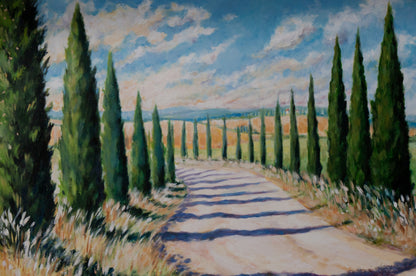 Road Between Trees Watercolor Painting Print 100% Australian Made