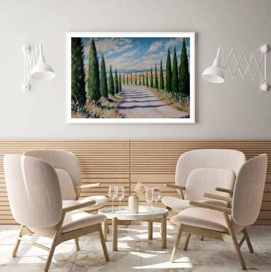 Trees Along Road Oil Painting Home Decor Premium Quality Poster Print Choose Your Sizes