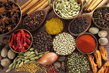 Spices on Wooden Spoons Photograph Print 100% Australian Made