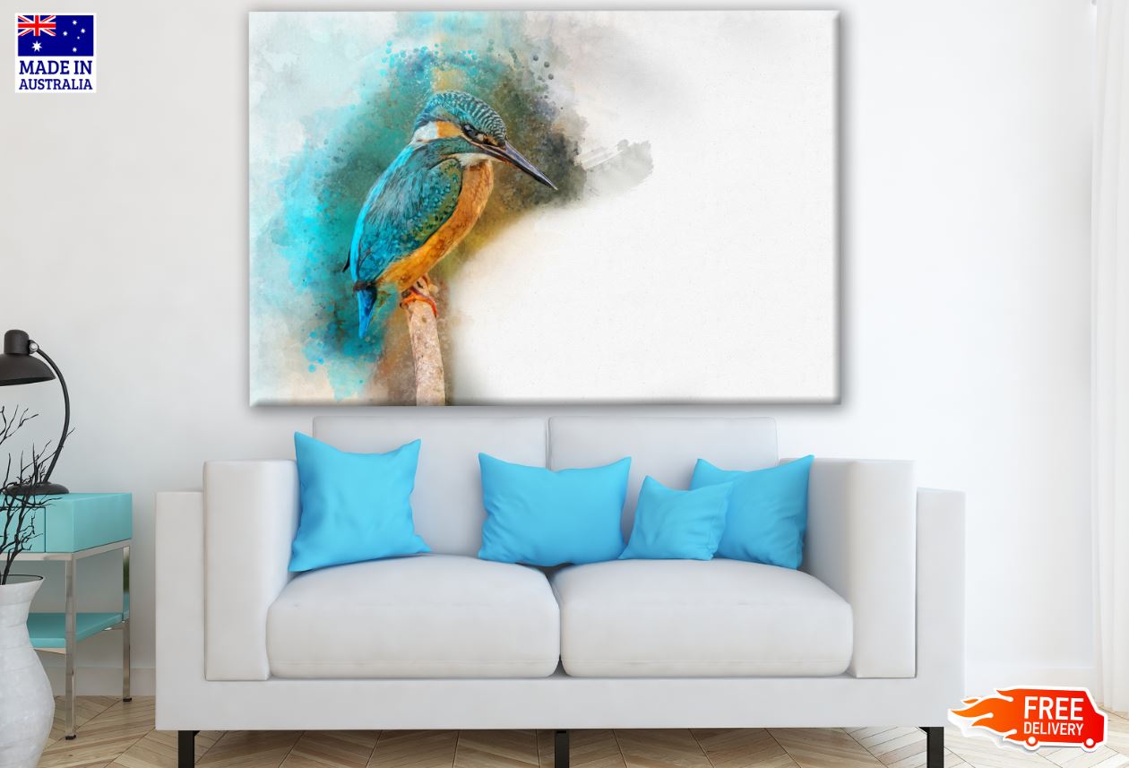 Kingfisher Bird Watercolor Painting Print 100% Australian Made