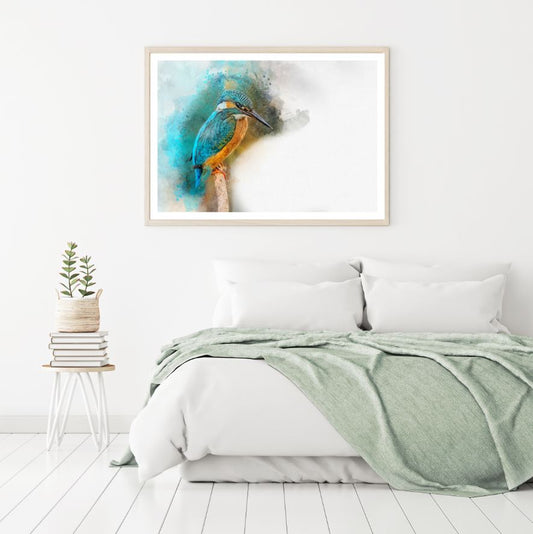 Kingfisher Bird Watercolor Painting Home Decor Premium Quality Poster Print Choose Your Sizes