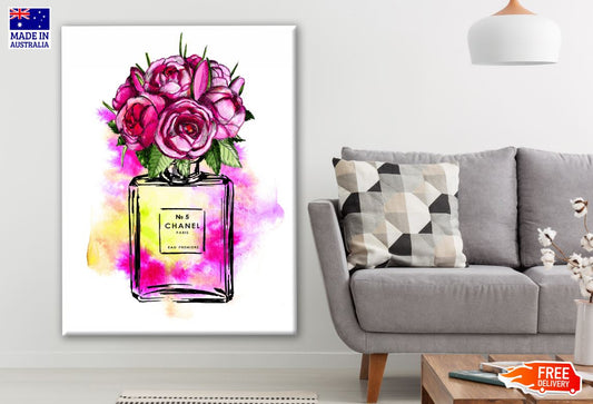 Perfume Bottle & Flowers Watercolor Painting Print 100% Australian Made