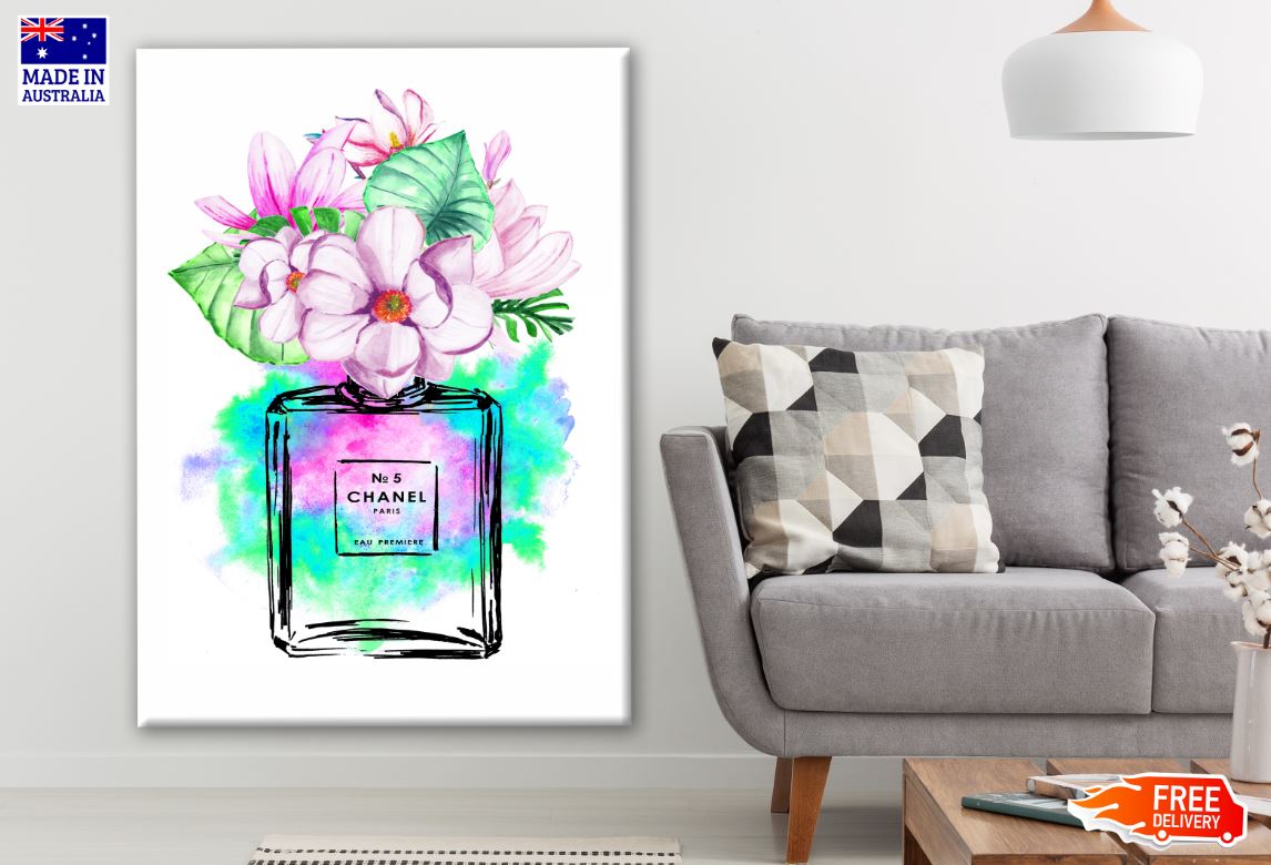 Perfume Bottle & Flowers Watercolor Painting Print 100% Australian Made