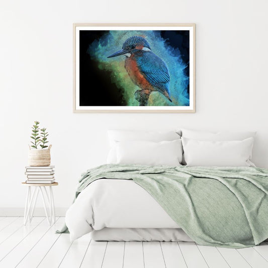 Kingfisher Bird Watercolor Painting Home Decor Premium Quality Poster Print Choose Your Sizes
