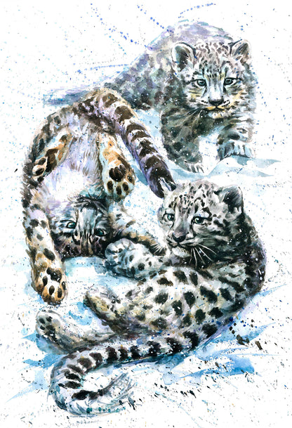 Leopard Cubs Watercolor Painting Print 100% Australian Made