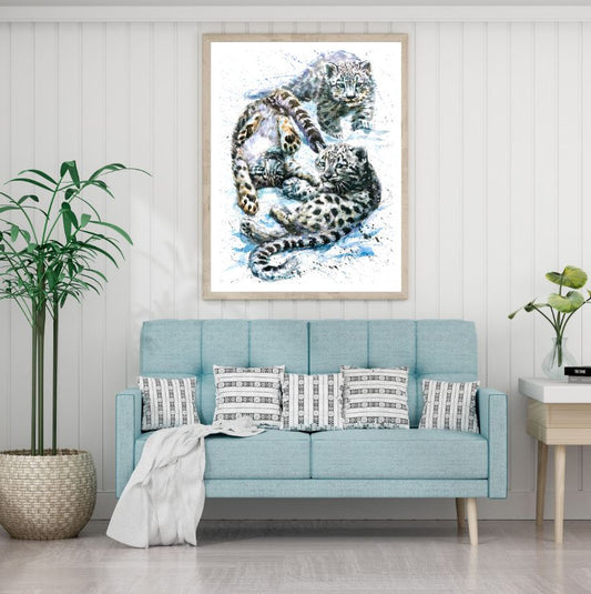 Leopard Cubs Watercolor Painting Home Decor Premium Quality Poster Print Choose Your Sizes