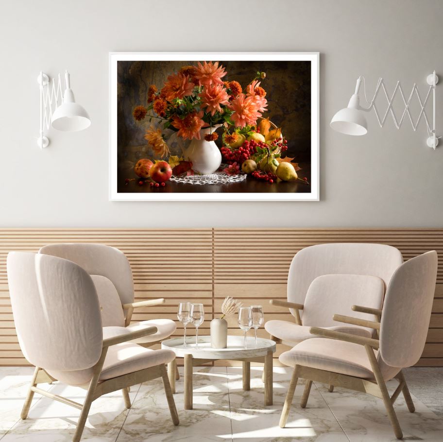 Fruits & Flower Vase Photograph Home Decor Premium Quality Poster Print Choose Your Sizes