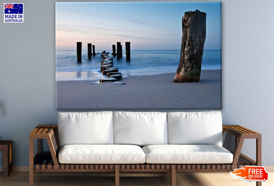 Beach with Bridge Ruins Photograph Print 100% Australian Made